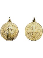 Médaille de St Benoît - petit modèle - forme ronde - gravée recto/verso dorée 
