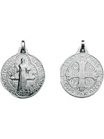  Médaille de St Benoît - petit modèle - forme ronde - gravée recto/verso argentée 