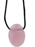  Pendentif pierre ovale percée - Quartz rose 