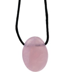 Pendentif pierre ovale percée - Quartz rose