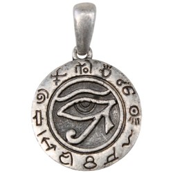  Pendentif Argenté Rond - Oeil d' Horus 