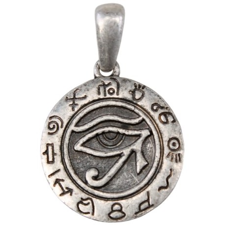  Pendentif Argenté Rond - Oeil d' Horus 