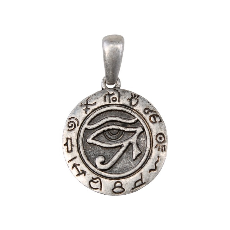  Pendentif Argenté Rond - Oeil d' Horus 