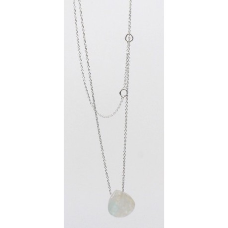 Collier argent avec goutte briolette Pierre de Lune 13 mm