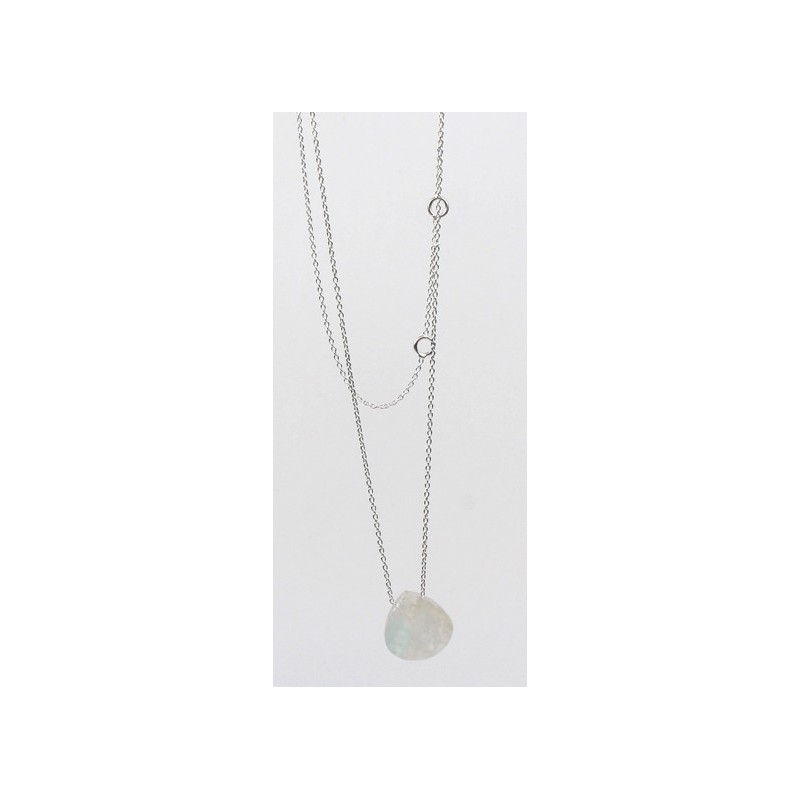 Collier argent avec goutte briolette Pierre de Lune 13 mm