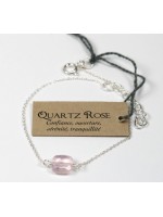 Bracelet en argent, coussin de Quartz Rose 7 mm