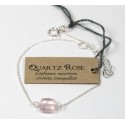 Bracelet en argent, coussin de Quartz Rose 7 mm