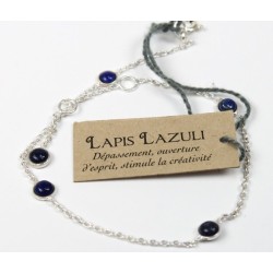 Bracelet en argent avec pierres de Lapis Lazuli de 4 mm