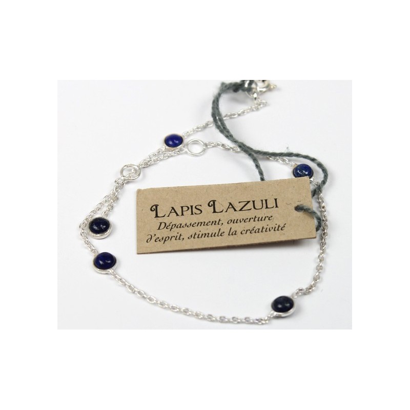 Bracelet en argent avec pierres de Lapis Lazuli de 4 mm