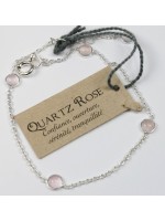Bracelet en argent avec pierres de Quartz Rose de 4 mm