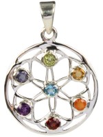 Pendentif Mandala Argent et Pierres des Chakras