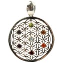 Pendentif Fleur de Vie Argent et Pierres des Chakras