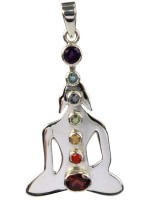 Pendentif Bouddha Argent et Pierres des Chakras