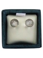 Boucles d'oreilles perle de cristal de roche - 6 mm - lot de 2 paires
