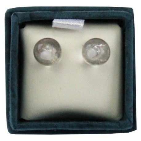 Boucles d'oreilles perle de cristal de roche - 6 mm - lot de 2 paires