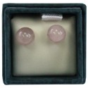 Boucles d'oreilles perle de quartz rose - 6 mm - lot de 2 paires