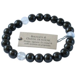 Bracelet perles rondes shungite et cristal de roche