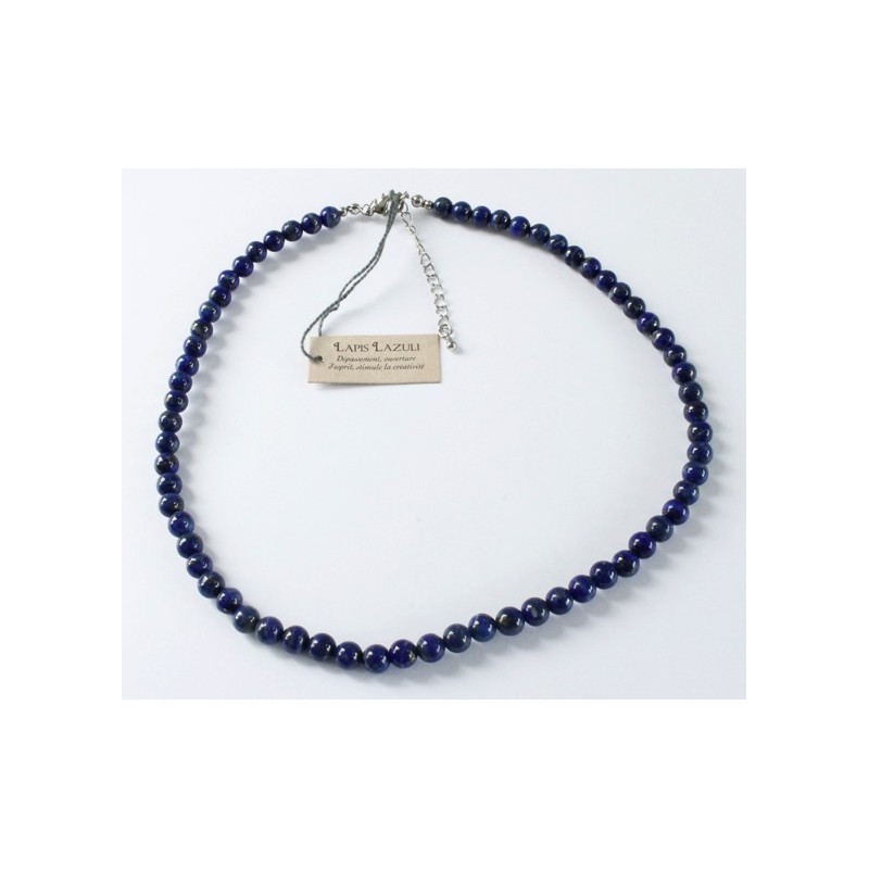 Collier Lapis Lazuli perles rondes 6 mm