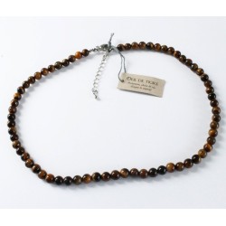 Collier Oeil de Tigre perles rondes 6 mm