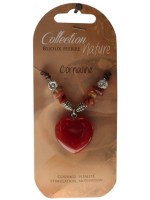 Collier pendentif coeur et perles baroques - Cornaline - lot de 6