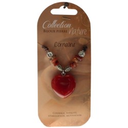 Collier pendentif coeur et perles baroques - Cornaline - lot de 6