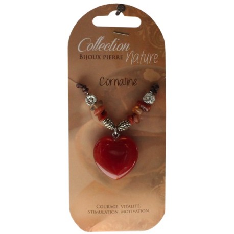 Collier pendentif coeur et perles baroques - Cornaline - lot de 6