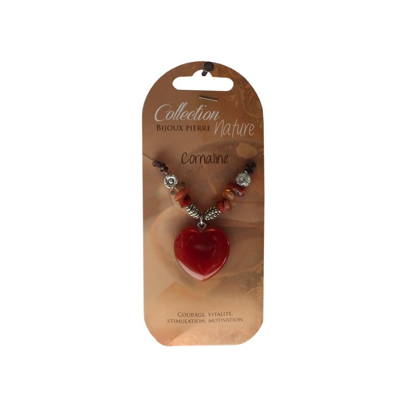 Collier pendentif coeur et perles baroques - Cornaline - lot de 6