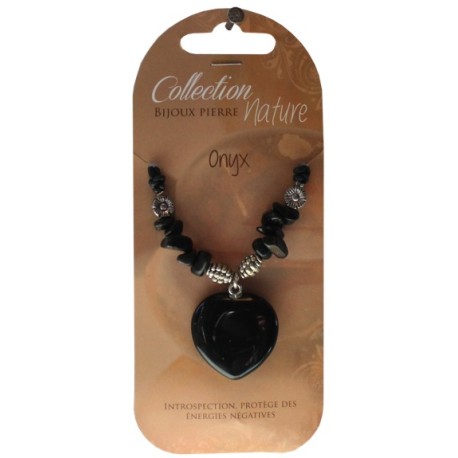 Collier pendentif coeur et perles baroques - Onyx - lot de 6