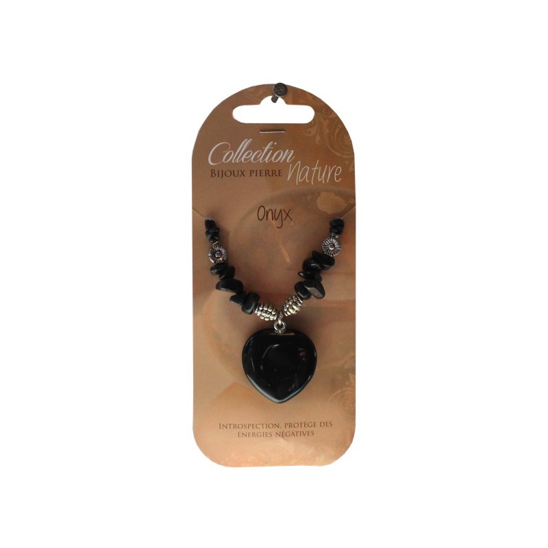 Collier pendentif coeur et perles baroques - Onyx - lot de 6