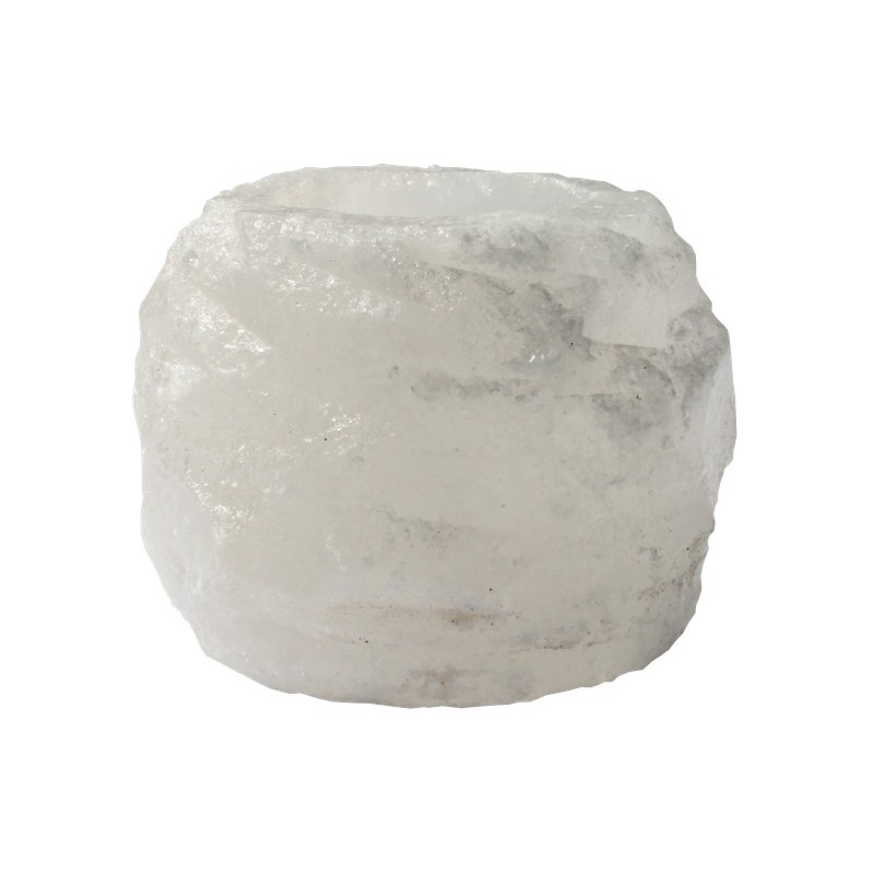 Bougeoir cristal de sel blanc - roc 400 gr