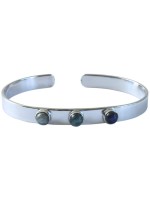 Jonc argent avec 3 pierres de Labradorite