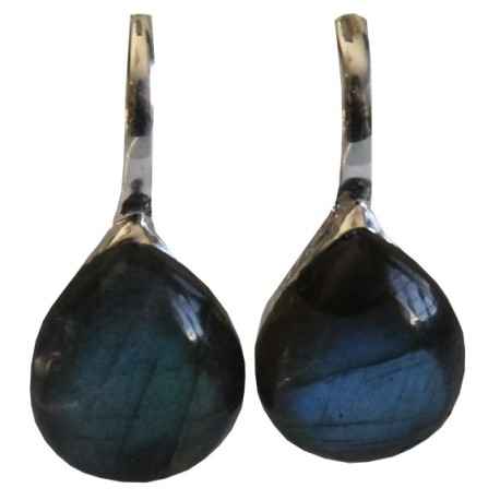 Boucles d'oreille pierre bombée Labradorite