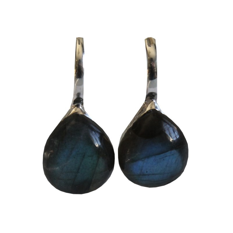 Boucles d'oreille pierre bombée Labradorite