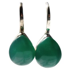 Boucles d'oreille pierre bombée Onyx vert