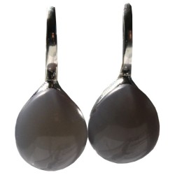 Boucles d'oreilles pierre bombée Agate grise