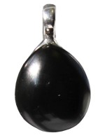 Pendentif pierre bombée Onyx noir