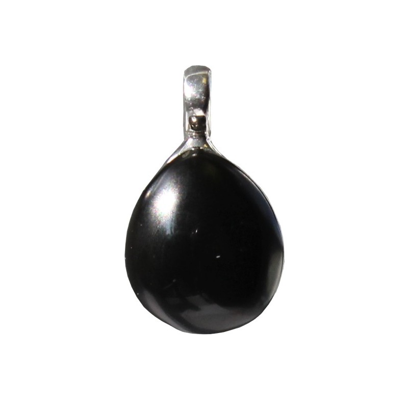 Pendentif pierre bombée Onyx noir