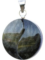 Pendentif yin yang obsidienne dorée - modèle rond