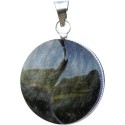 Pendentif yin yang obsidienne dorée - modèle rond