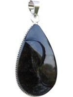 Pendentif yin yang obsidienne argentée - modèle goutte