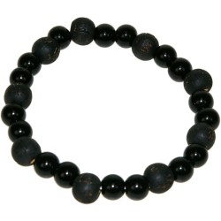  Bracelet perles de karma - Onyx / Bois Noir 