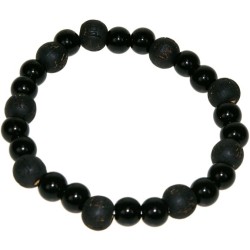 Bracelet perles de karma - Onyx / Bois Noir