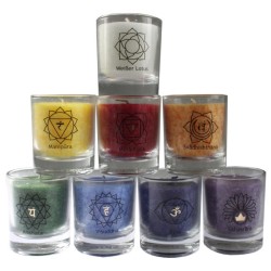 Bougie des chakras + Lotus Blanc - Lot de 8