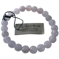 Bracelet pierres rondes facettées Quartz rose - lot de 3