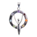 PENDENTIF ARGENT DEESSE ET PIERRES DES CHAKRAS