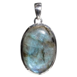 Pendentif Ovale en Argent - Pierre de Labradorite 3 cm