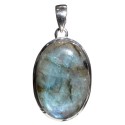 Pendentif Ovale en Argent - Pierre de Labradorite 3 cm