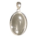 Pendentif Ovale en Argent - Pierre de Cristal de Roche 3 cm