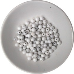 Perles Howlite Blanche 4 mm - Sachet de 100 perles
