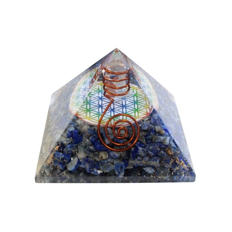 PYRAMIDE ORGONITE FLEUR DE VIE - 7 CM